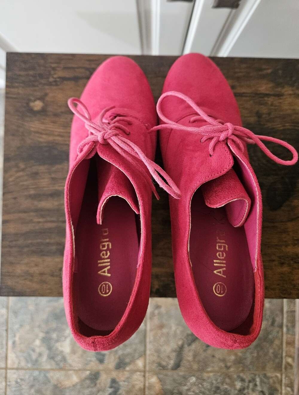 Y2k Alt Bratz Hot Pink Faux Suede Lace-Up Platform Heeled Oxford Festival Rave - Picture 5 of 6